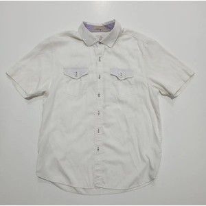 Tommy Bahama Jeans Mens L Button Up Shirt White Denim Island Crafted Modern Fit